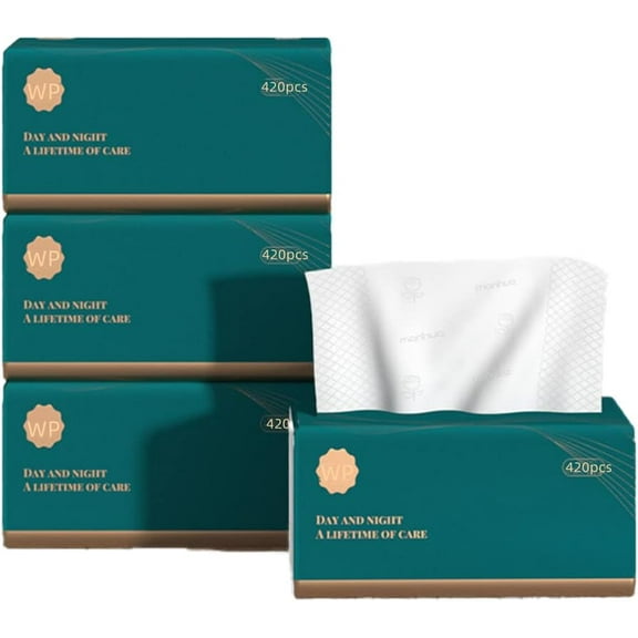 Daisy Facial Tissues 4 Ply Soft Tissues No Fluorescent Agent Native Wood Pulp Production 420 Per pack Soft Tissues For Home, Office and School Use(3 Packs 1260 Sheets) (3)