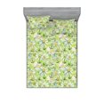 thumbnail image 1 of Daisy Fitted Sheet & Pillow Sham Set, Watercolor Design Pattern of Chamomile Flowers Meadow Hill Floral Ornament, Decorative Printed 3 Piece Bedding Decor, Full, Pastel Green Yellow, by Ambesonne, 1 of 2