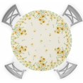 thumbnail image 1 of Daisy Fitted Tablecloth for Round Table,Yellow Flowers Green Leaf Kitchen Circle Table Covers with Elastic Edge Waterproof Cloth,Spring Blossom Cover Indoor Outdoor Party 45-52in, 1 of 6