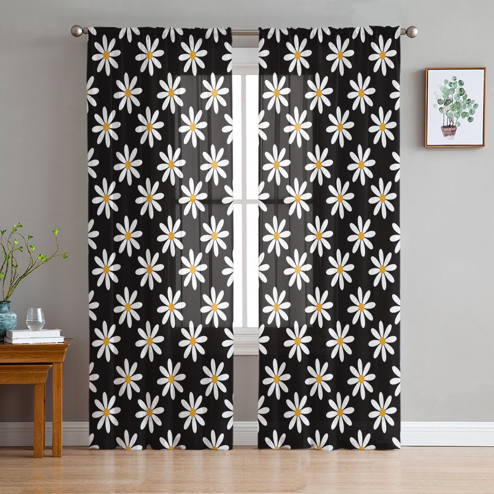 Popxstar Window Curtain Chiffon Partition Tulle for Living Room Bedroom Houses decor Waterproof Uv protection Curtain Hook