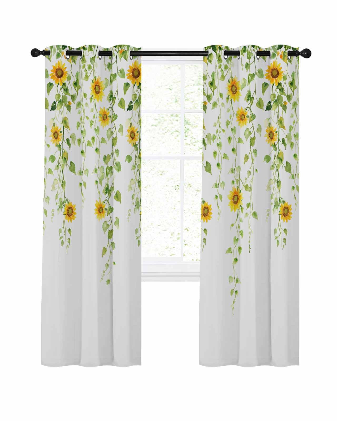 Daisy Floral Blackout Curtains 84 Inch Length Weeping Flower Thermal ...