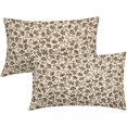 thumbnail image 1 of Daisy Floral Block Print Lumbar Pillow Covers 12X20 Inch Brown Beige Flowers Decorative Pillow Cases Set of 2 Farmhouse Home Decor Vintage Rustic Cute Throw Pillows for Sofa Couch Outdoor, 1 of 5