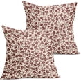 thumbnail image 1 of Daisy Floral Block Print Pillow Covers 16X16 Inch Burgundy Beige Flowers Decorative Square Pillow Cases Set of 2 Farmhouse Home Decor Vintage Rustic Cute Throw Pillows for Sofa Couch Outdoor, 1 of 5