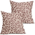 thumbnail image 1 of Daisy Floral Block Print Pillow Covers 20X20 Inch Burgundy Beige Flowers Decorative Square Pillow Cases Set of 2 Farmhouse Home Decor Vintage Rustic Cute Throw Pillows for Sofa Couch Outdoor, 1 of 6