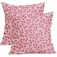 thumbnail image 1 of Daisy Floral Block Print Pillow Covers 20X20 Inch Hot Pink Beige Flowers Decorative Square Pillow Cases Set of 2 Farmhouse Home Decor Vintage Rustic Cute Throw Pillows for Sofa Couch Outdoor, 1 of 4