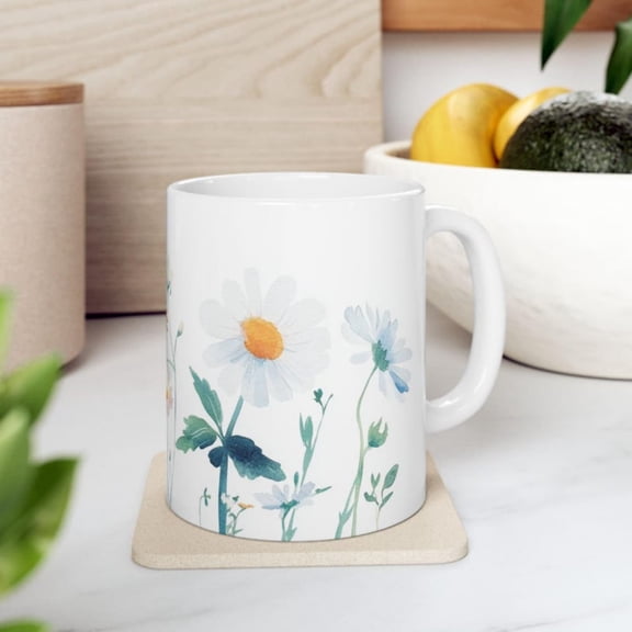 Daisy Floral Ceramic Mug - Perfect Tea Lovers, Gift Idea, Home Dr, Coffee Cup, Garden Party.