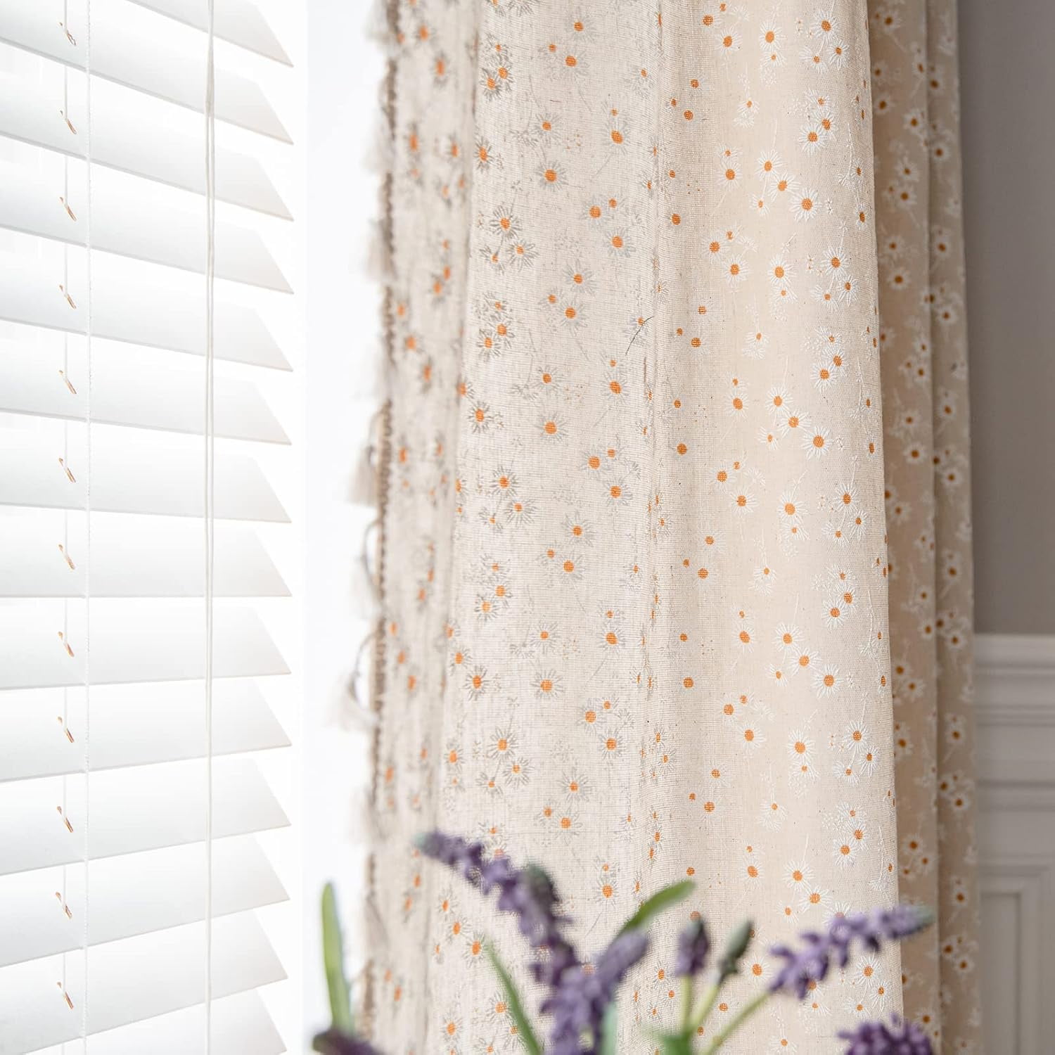 1pc Delicate Butterfly Flower Pattern Valance Curtain - Sheer, Short, Rod Pocket, Tassel, Lacework Design for Kitchen, Cafe, Bedroom, Living Room Home Decor