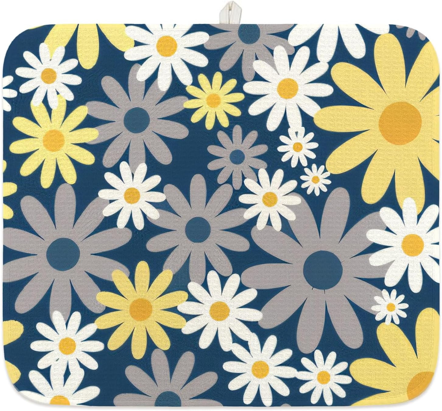 Floral Dish Drying Mat - 18 X 24 Inch Microfiber Absorbent Mat For Kitchen Counter | Rack Liner, Protector, Decor