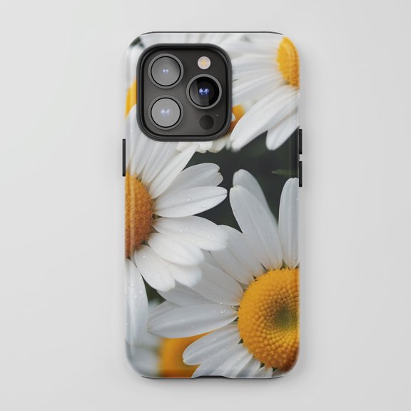 Daisy Floral For All iPhone Series Tough Phone Case Nature White Yellow
