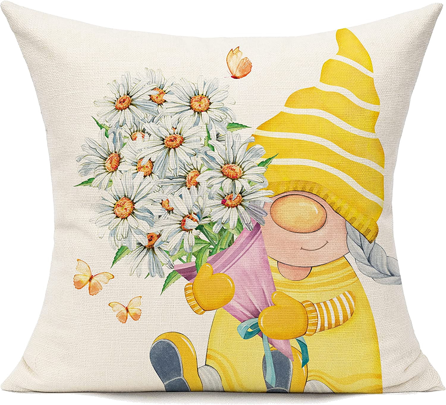 Miuyunya Outdoor Throw Pillow Covers - 12x20 Inch, Set Of 4, Daisy Floral Gnome Pattern - View #2