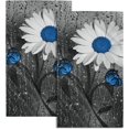 thumbnail image 1 of Daisy Floral Hand Towels Set of 2 Blue Butterfly Small Bathroom Towel Soft Absorbent Decorative Towels for Kitchen Dish Spa Yoga Guest, 1 of 16