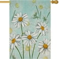 thumbnail image 1 of Daisy Floral House Flag 28x40 Inch Double Sided for Outside, Small Burlap Teal Blue White Flower Oil Painting Bloom Spring Summer Holiday Yard Flag Outdoor Decoration, 1 of 6