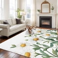 thumbnail image 1 of Daisy Floral Large Area Rugs 6x9 ft Spring Flowers Leaf Plant Nature Washable Rug Non Slip Indoor Carpet Absorbent Floor Mat for Living Room Bedroom Dining Room, 1 of 9