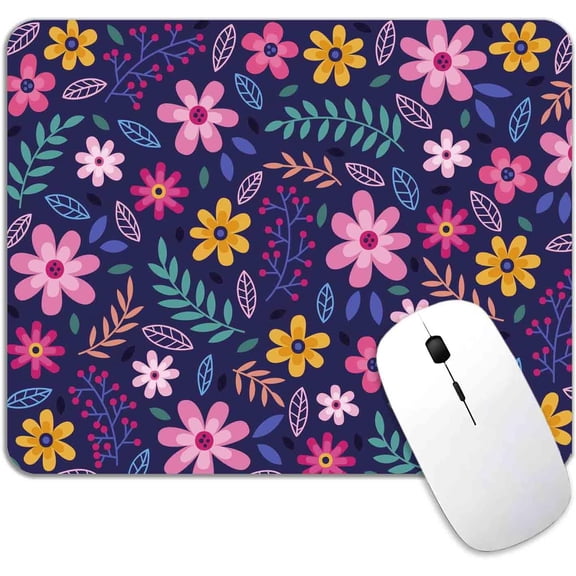 Daisy Floral Mouse Pad Cute, Purple Flowers Mousepad, Non-Slip Rubber Computer Mice Pad for Office Work Computer PC, Mouse Mat, Christmas, Halloween, and Thanksgiving Gifts, 9.5 X 7.9 Inch