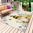 thumbnail image 1 of Daisy Floral Outdoor Rug for Patio/Deck/Porch, Non-Slip Large Area Rug 3 x 5 Ft, Vintage Rustic Bee Gnomes Flowers Indoor Outdoor Rugs Washable Area Rugs, Reversible Camping Rug Carpet Runner, 1 of 8