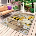 thumbnail image 1 of Daisy Floral Outdoor Rug for Patio/Deck/Porch, Non-Slip Large Area Rug 5 x 7 Ft, Farmhouse Wood Grain Bee Gnomes Flowers Indoor Outdoor Rugs Washable Area Rugs, Reversible Camping Rug Carpet Runner, 1 of 8