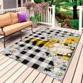 thumbnail image 1 of Daisy Floral Outdoor Rug for Patio/Deck/Porch, Non-Slip Large Area Rug 5 x 8 Ft, Bee Gnomes Flowers Black White Plaid Indoor Outdoor Rugs Washable Area Rugs, Reversible Camping Rug Carpet Runner, 1 of 8