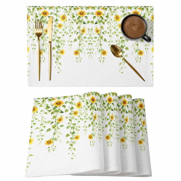 Daisy Floral Placemats Set of 1, Weeping Flower Non-Slip Place Mats Washable Table Mats for Kitchen Dining Table Decorations Indoor/Outdoor