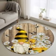thumbnail image 1 of Daisy Floral Round Rug 3ft Washable Circle Entryway Rugs Non Slip Farmhouse Wood Grain Bee Gnomes Flowers Area Rug Indoor Floor Carpet for Bedroom Kitchen Living Room Home Office Dining Room Nursery, 1 of 8