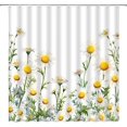 thumbnail image 1 of Daisy Floral Shower Curtain Rustic Flower Farmhouse Plant Country Nature Botanical Fresh Watercolor Bathroom Decor Fabric Polyester Curtain with Hooks，White Yellow, 1 of 3