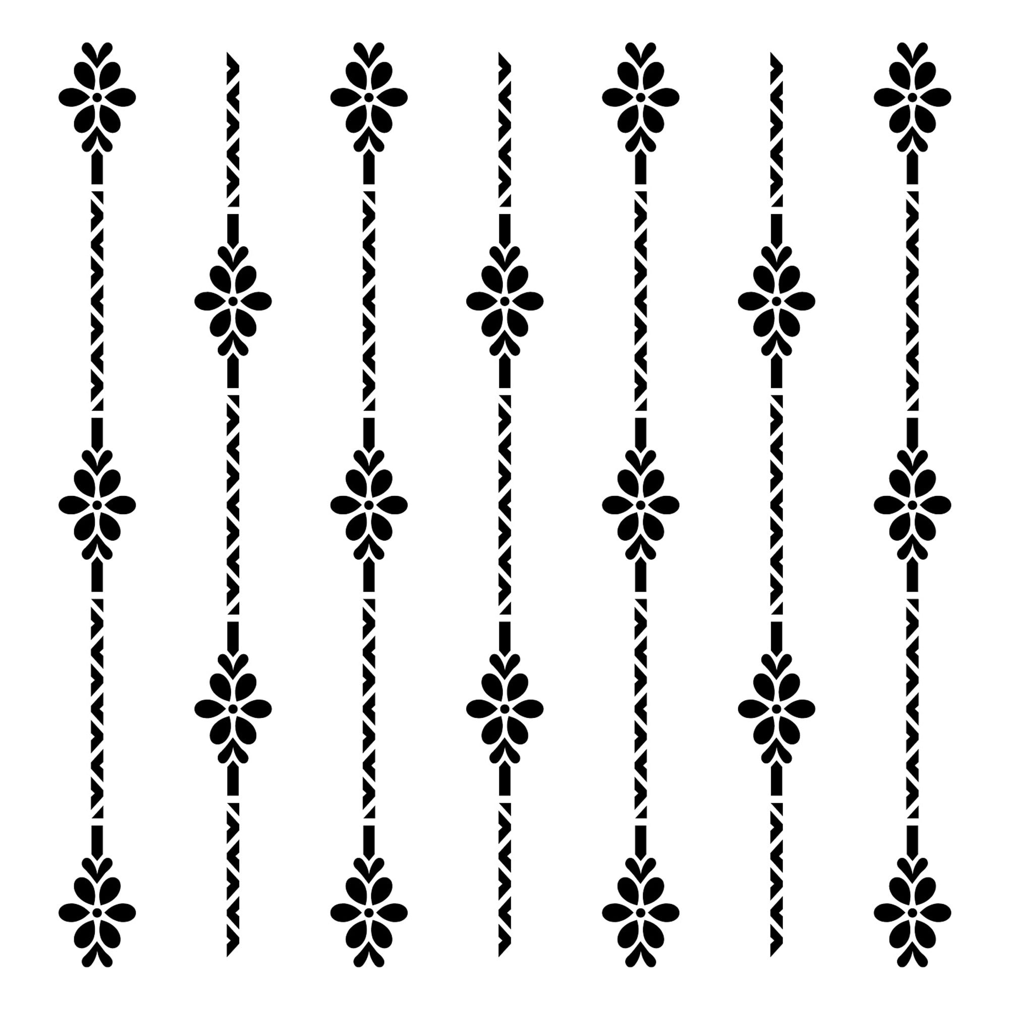 Daisy Floral Stripe Embossing 12 x 12 Stencil | FS132 by