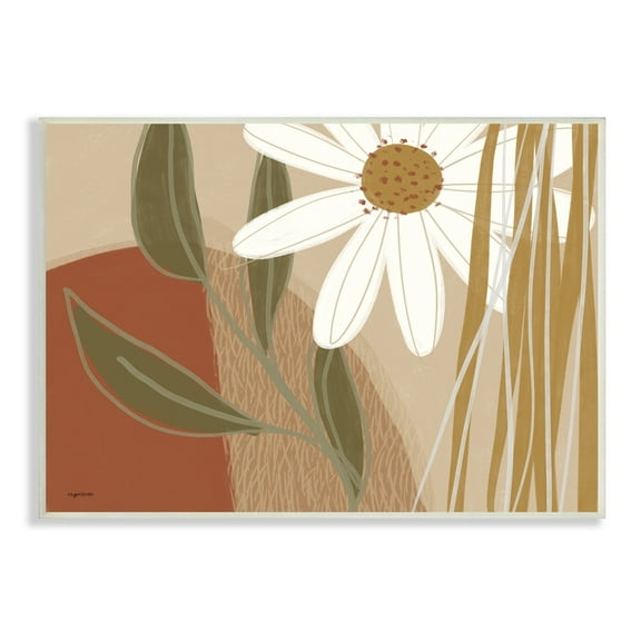 Daisy Flower Abstract Dessert Tone Floral Arrangement 10 in x 15 in Framed Painting Art Print, by Stupell Home Décor