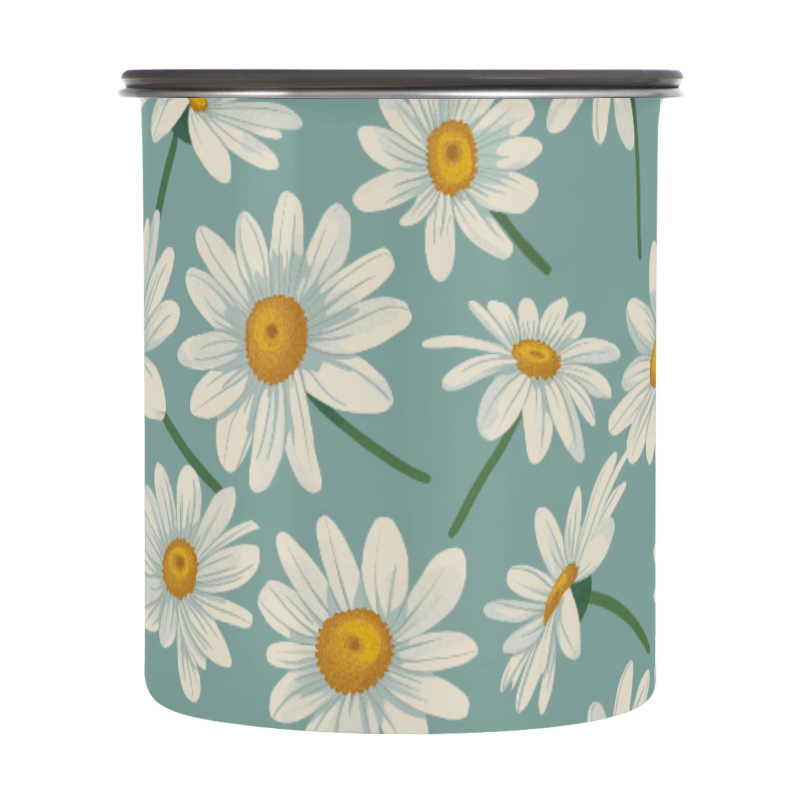 Daisy Flower Airtight Coffee Bean Canister 30oz Food Storage Containers with Lids For Gournd, Tea, Sugar, Flour, Rice, Cereal, Candy Cookie Jar
