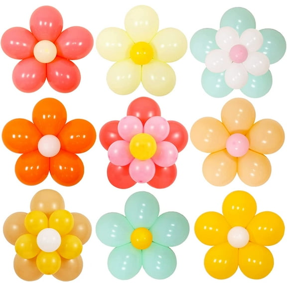 Daisy Flower Balloons DIY Kit - Groovy Boho Theme Party Decorations, Daisy Flower Balloon Set for Groovy Retro Hippie Birthday, Baby Shower, Wedding Party Supplies