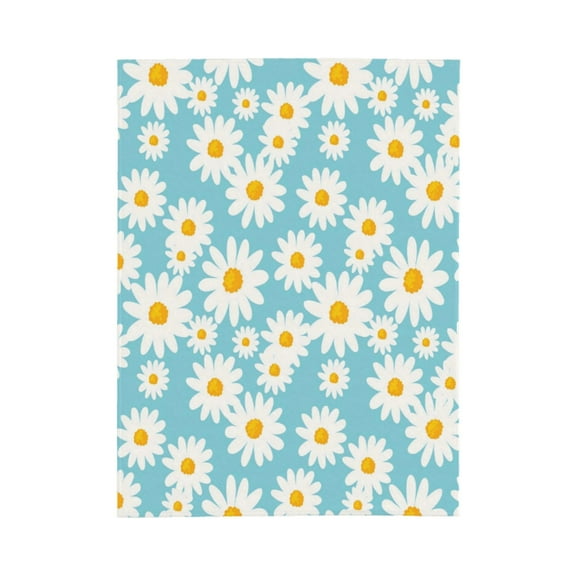 Daisy Flower Blue Fleece Blanket Super Soft Cozy Throw Blanket, For Man Woman Old People & Kids Bedding Features - Super Soft 40"X30"
