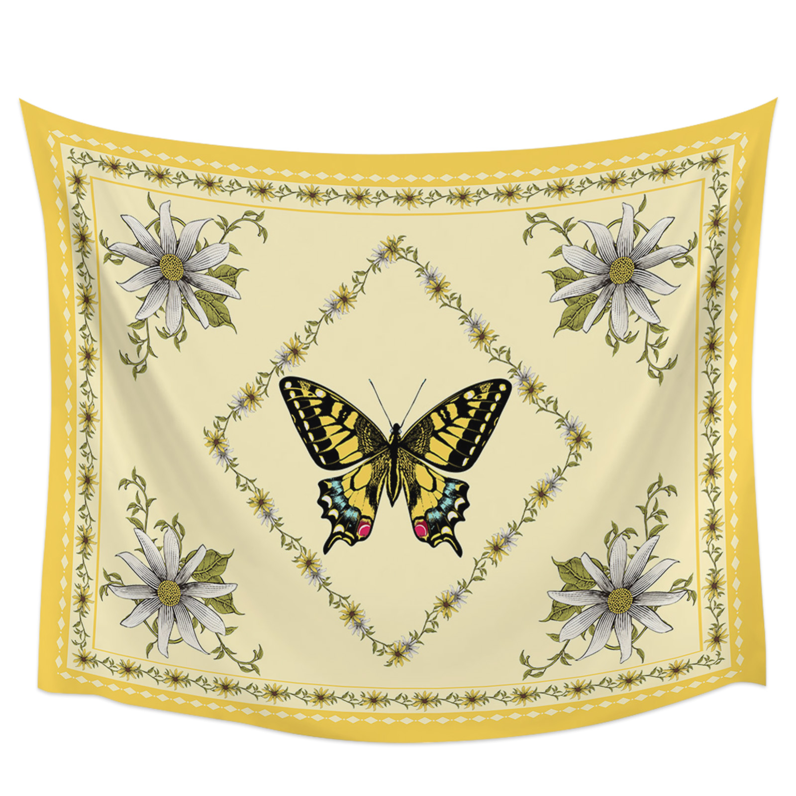 Daisy Flower Butterfly Tapestry Wall Hanging Boho Tapestry Wall Home