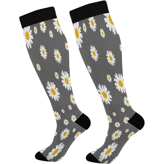 Daisy Flower Compression Socks, Knee High Running Socks for Women, Men, Sports, Running, Travel, Nurses Gift