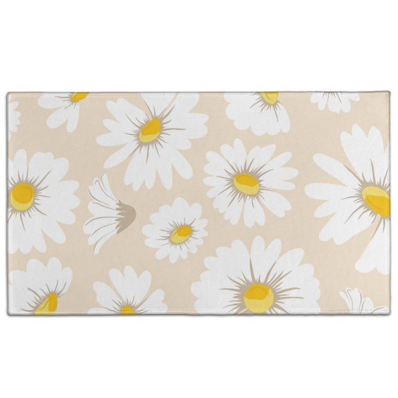 Daisy Flower Crystal Velvet Non-slip Floor Mat, Entryway Doormat Durable Low-Profile Mat Home Decor, Rug Washable Kitchen Bathroom Laundry Bedroom Living Room Doormats 30x17in