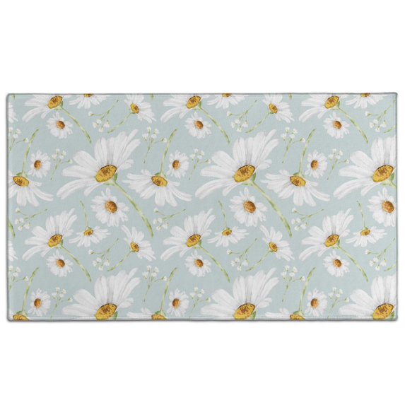 Daisy Flower Crystal Velvet No Slip Floor Mat, Entryway Doormat Durable Low-Profile Mat Home Decor, Welcome Mats Washable Kitchen Bathroom Laundry Bedroom Living Room Door Mats 30x17in