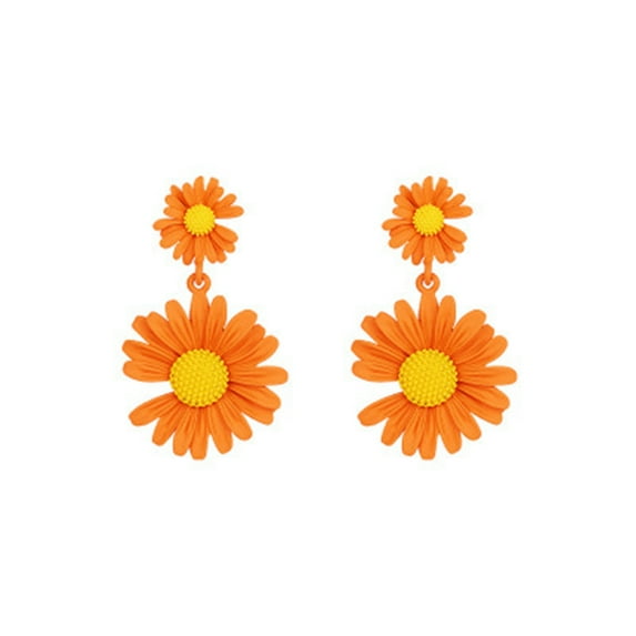 Daisy Flower Earrings for Women Acrylic Double Flower Earrings,Vintage Dangle Earrings Wild Lily Petals Hawaii Floral Earrings 60s 70s Earrings Summer Earrings