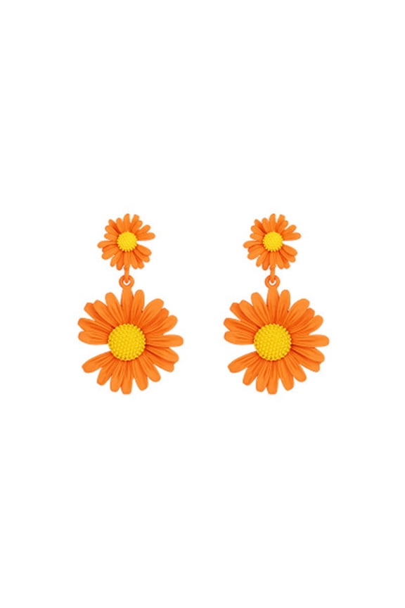 Daisy Flower Earrings for Women Acrylic Double Flower Earrings,Vintage Dangle Earrings Wild Lily Petals Hawaii Floral Earrings 60s 70s Earrings Summer Earrings