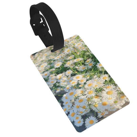 Daisy Flower Field Chamomile Floral Luggage Tag, Waterproof Travel Bag Identifier