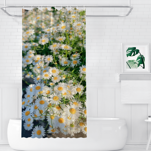 Daisy Flower Field Chamomile Floral Polyester Shower Curtains, 36" x 72"