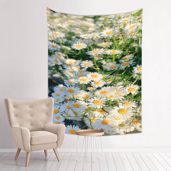 Daisy Flower Field Chamomile Floral Tapestry Wall Hanging, Soft Decorative Wall Tapestry for Bedroom 30 x 40 inch