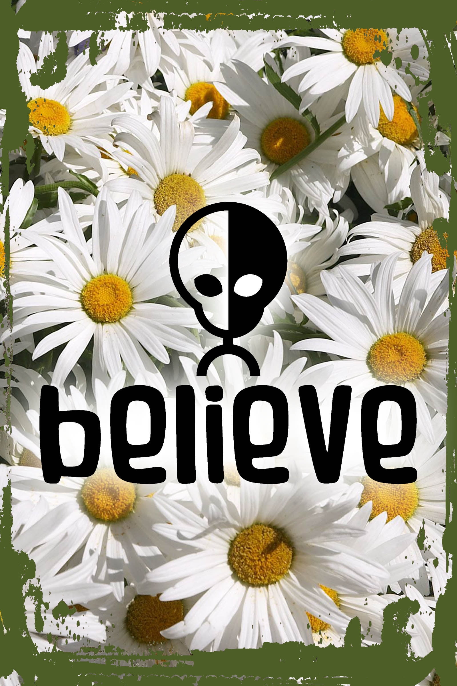 Daisy Flower Flat Canvas Wall Art Print Believe split alien space ufo ...
