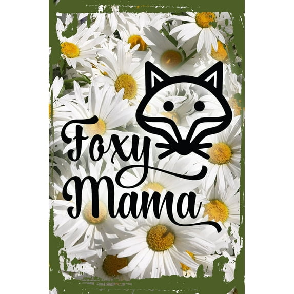 Daisy Flower Flat Canvas Wall Art Print Foxy mama fox animal silly mom good-looking Hanging Wall Sign Large 16 x 12 Inch Decor Funny Gift