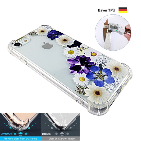 Daisy Flower For iPhone SE 2020 Case TPU Clear Soft & Flexible Ultra-Thin Shockproof Anti-Scratch Transparent Bumper Slim Lightweight Protective Cover for iPhone SE 4.7 Inch 2020 Women Girls
