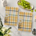 Daisy Flower Hand Towels Set Of 2 Yellow Buffalo Plaid White Floral Kitchen