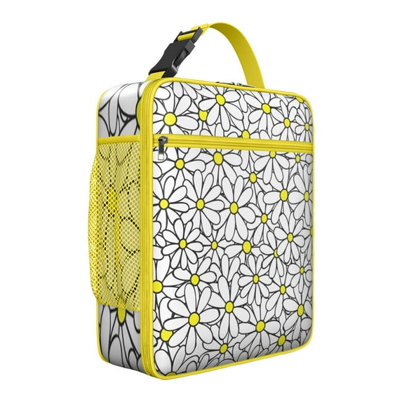 Daisy Flower Lunch Bag for Women, Insulated Lunch Box Tote with Artistic Wildflower Bloom, Lightweight and Waterproof for School, Summer Picnic, Commute or Work Meals