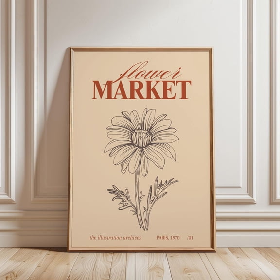 Daisy Flower Market Paris Botanical Sketch Wall Decor Unframed Paper Print