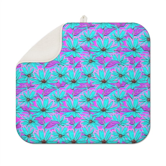Daisy Flower Microfiber Dish Drying Pad for Kitchen Countertop Absorbent Rack Mat Foldable Spring Summer Drainer Mat 16x18 Inch