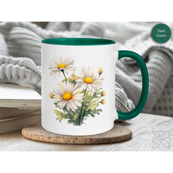 Daisy Flower Mug Gift Spring B1Ouqueoffee Tea Cup Chamomile BS1om