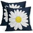 thumbnail image 1 of Daisy Flower Navy Blue Pillow Covers 20x20 Inch White Petal Floral Bloom Decorative Pillow Cases Spring Summer Seasonal Square Cushion Covers Farmhouse Home Decor For Porch Couch Outdoor Set of 2, 1 of 6