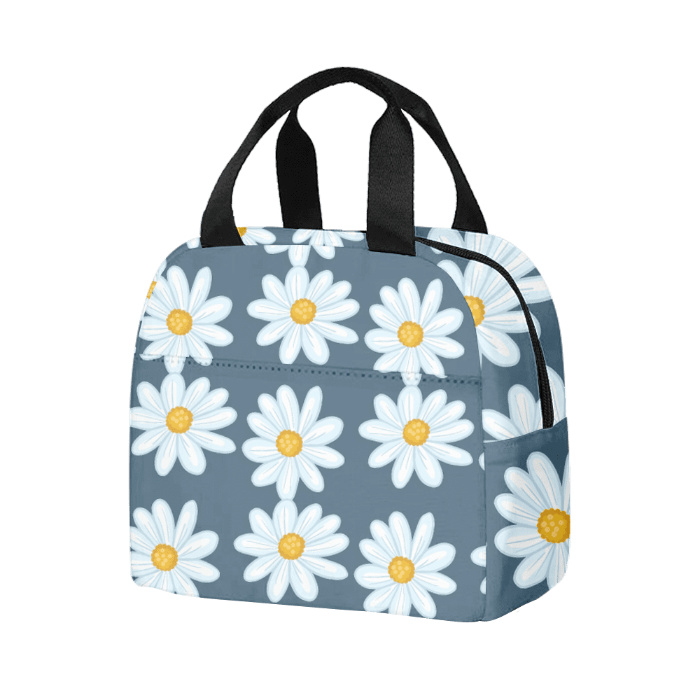 Daisy Flower Pattern Cooler Lunch Box Portable Insulated Lunch Bag