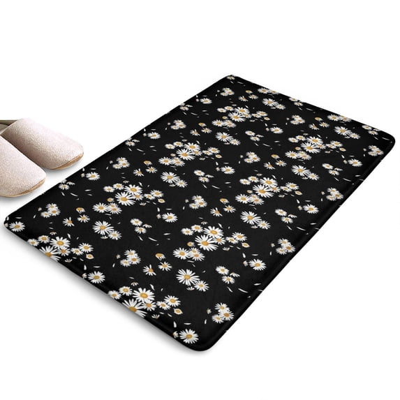Daisy Flower Pattern Flannel Non Slip Door Rugs,Washable Door Mats Indoor,Decorative Door Mats,Dirt-Resistant and Absorbent Doormat for Entrance,Bedroom,Kitchen,Bathroom,23.5x16in(60x40cm)