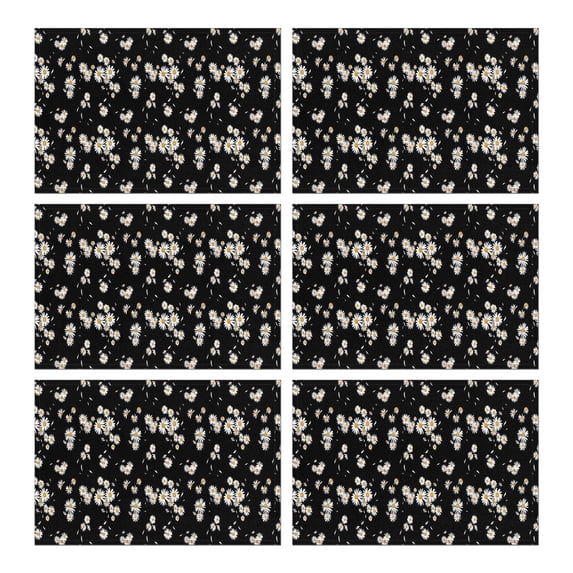 Daisy Flower Pattern Summer Placemats Table Placemats Set Of 6-Linen Kitchen Washable Placemats Table Mats 11.8"x17.7" Non-Slip Heat Resistant